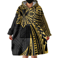 Hawaii And Philippines Wearable Blanket Hoodie Kanaka Maoli With Tribal Sun Together Gold