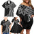 Hawaii And Philippines Family Matching Off Shoulder Short Dress and Hawaiian Shirt Kanaka Maoli With Tribal Sun Together Black