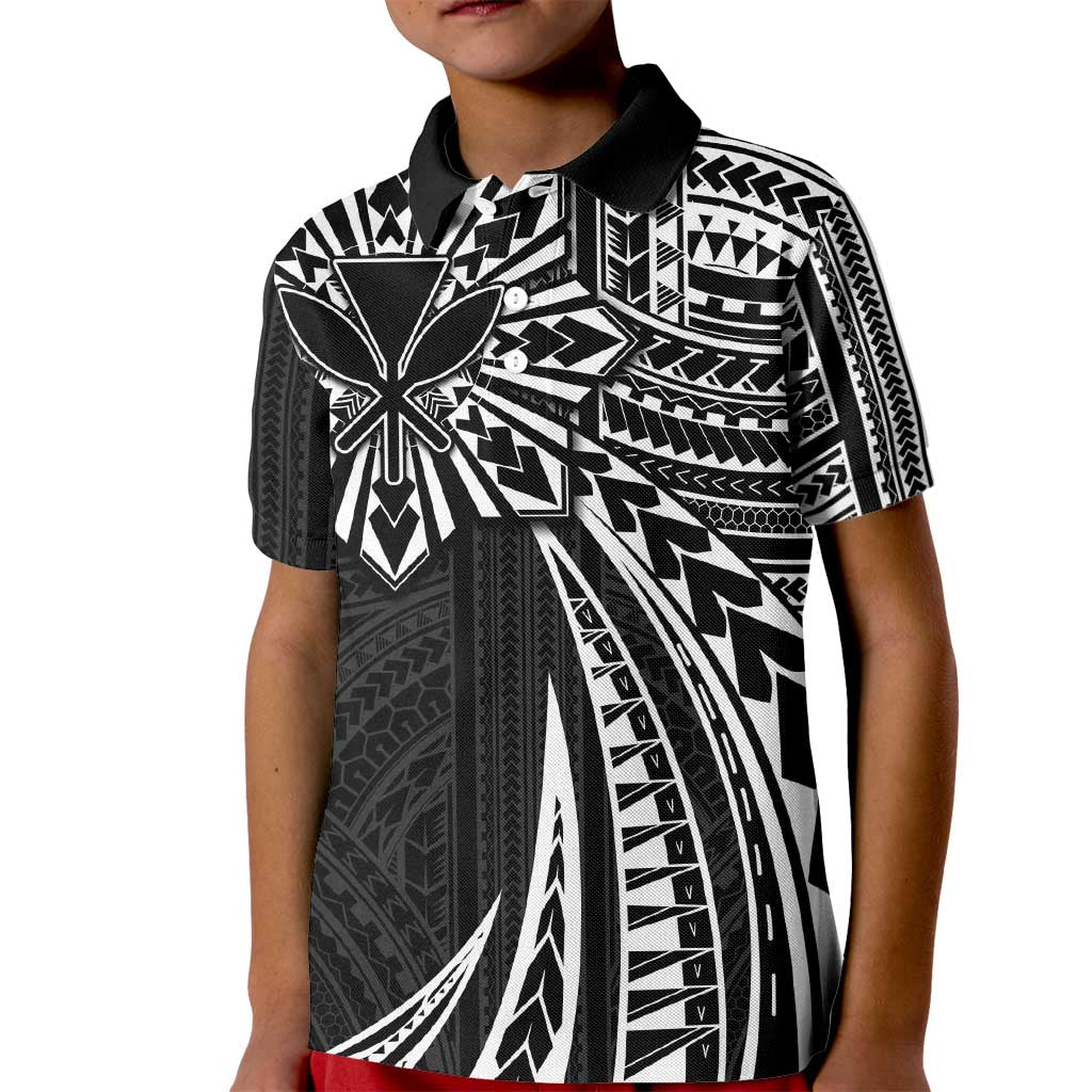 Hawaii And Philippines Kid Polo Shirt Kanaka Maoli With Tribal Sun Together Black