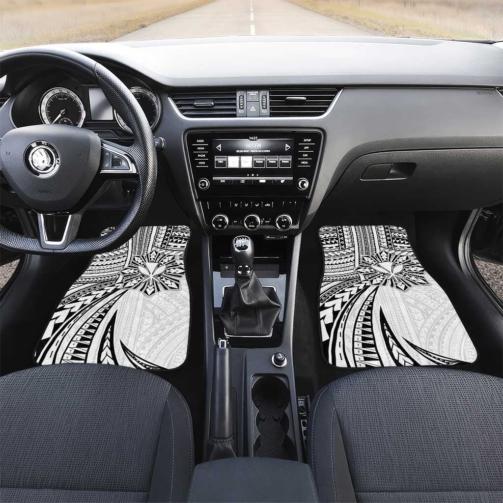 Hawaii And Philippines Car Mats Kanaka Maoli With Tribal Sun Together White