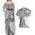 Hawaii And Philippines Couples Matching Off Shoulder Maxi Dress and Hawaiian Shirt Kanaka Maoli With Tribal Sun Together White