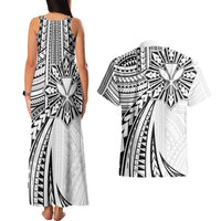 Hawaii And Philippines Couples Matching Tank Maxi Dress and Hawaiian Shirt Kanaka Maoli With Tribal Sun Together White