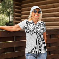 Hawaii And Philippines Women Polo Shirt Kanaka Maoli With Tribal Sun Together White