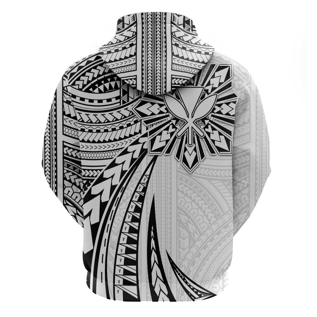 Hawaii And Philippines Zip Hoodie Kanaka Maoli With Tribal Sun Together White