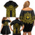 Hawaii And Philippines Together Family Matching Off Shoulder Short Dress and Hawaiian Shirt Polynesian Pattern With Filipino Barong Gold