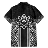 Hawaii And Philippines Together Family Matching Mermaid Dress and Hawaiian Shirt Polynesian Pattern With Filipino Barong Black