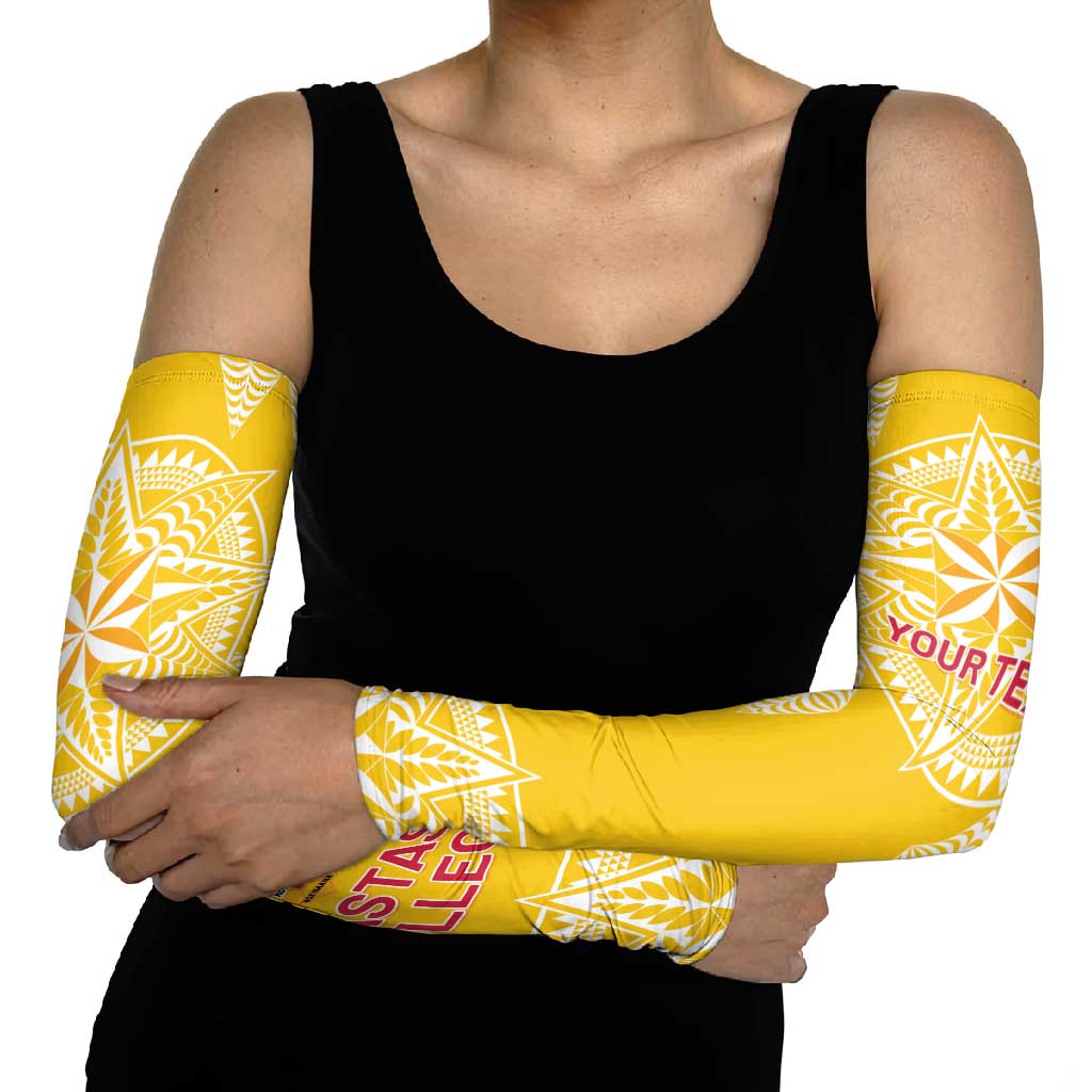 Personalised Anastasis College Arm Sleeves Tonga Ngatu Pattern LT05 - Polynesian Pride
