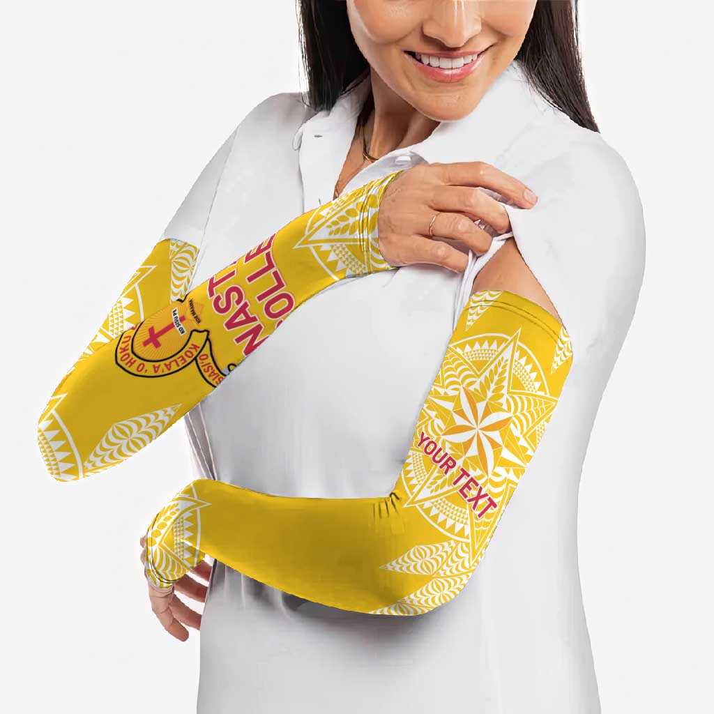 Personalised Anastasis College Arm Sleeves Tonga Ngatu Pattern LT05 - Polynesian Pride