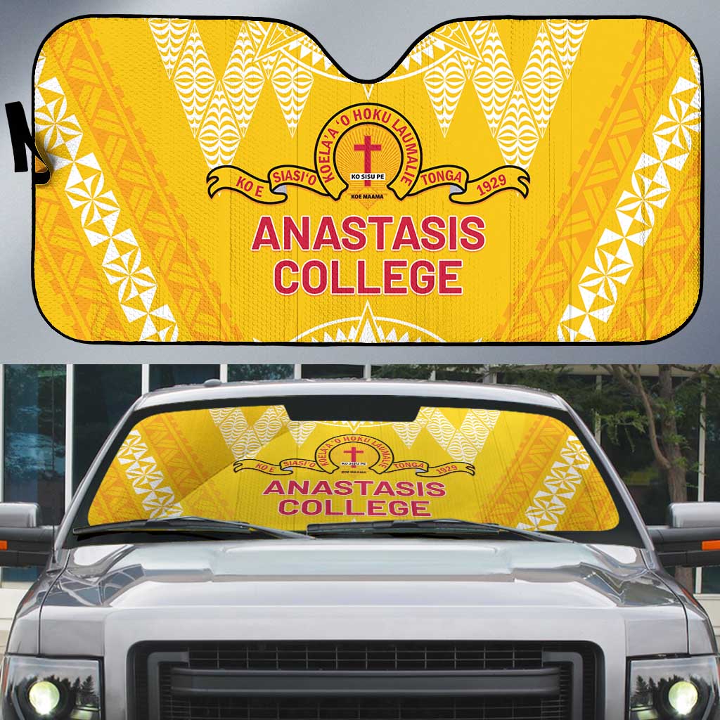 Anastasis College Auto Sun Shade Tonga Ngatu Pattern - Polynesian Pride
