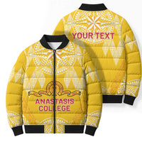 Personalised Anastasis College Bomber Puffer Jacket Tonga Ngatu Pattern - Polynesian Pride