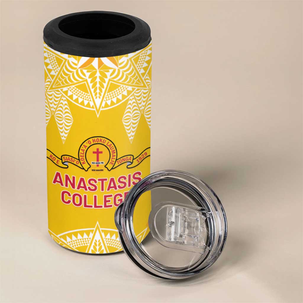 Personalised Anastasis College 4 in 1 Can Cooler Tumbler Tonga Ngatu Pattern LT05 - Polynesian Pride