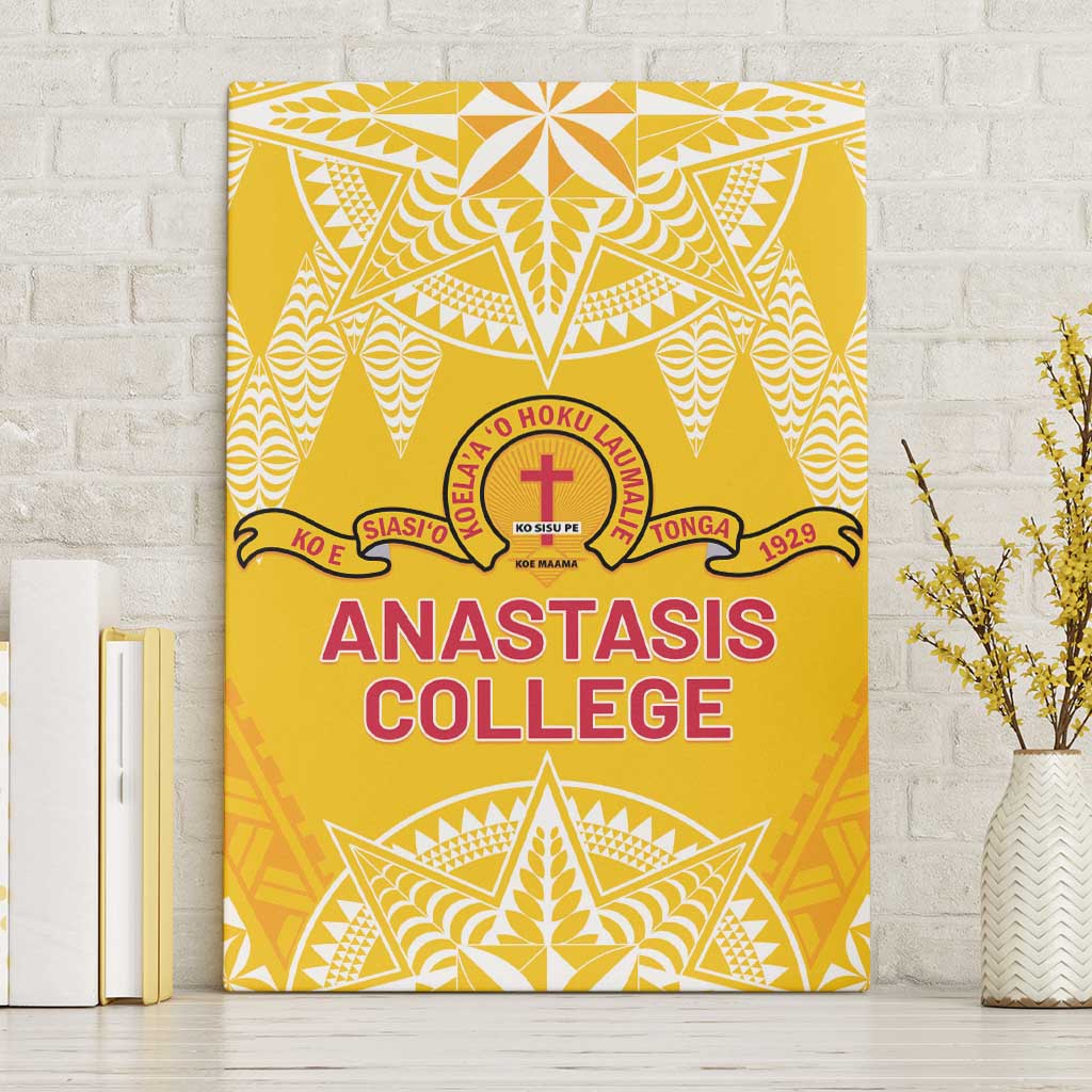 Anastasis College Canvas Wall Art Tonga Ngatu Pattern LT05 Without Frame Yellow - Polynesian Pride