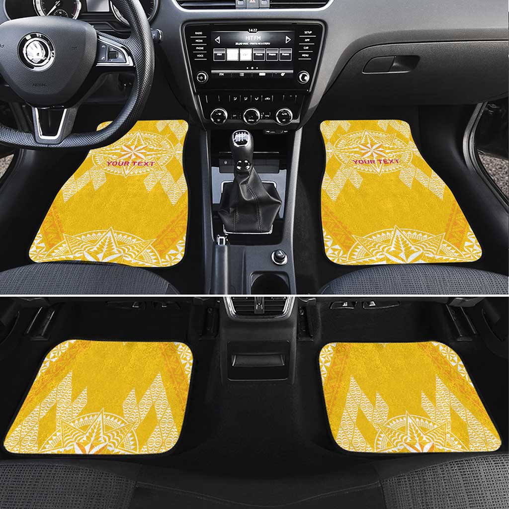 Personalised Anastasis College Car Mats Tonga Ngatu Pattern LT05 Set 4pcs Yellow - Polynesian Pride