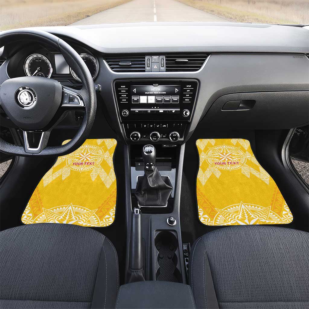 Personalised Anastasis College Car Mats Tonga Ngatu Pattern LT05 Set 2pcs - Front Yellow - Polynesian Pride