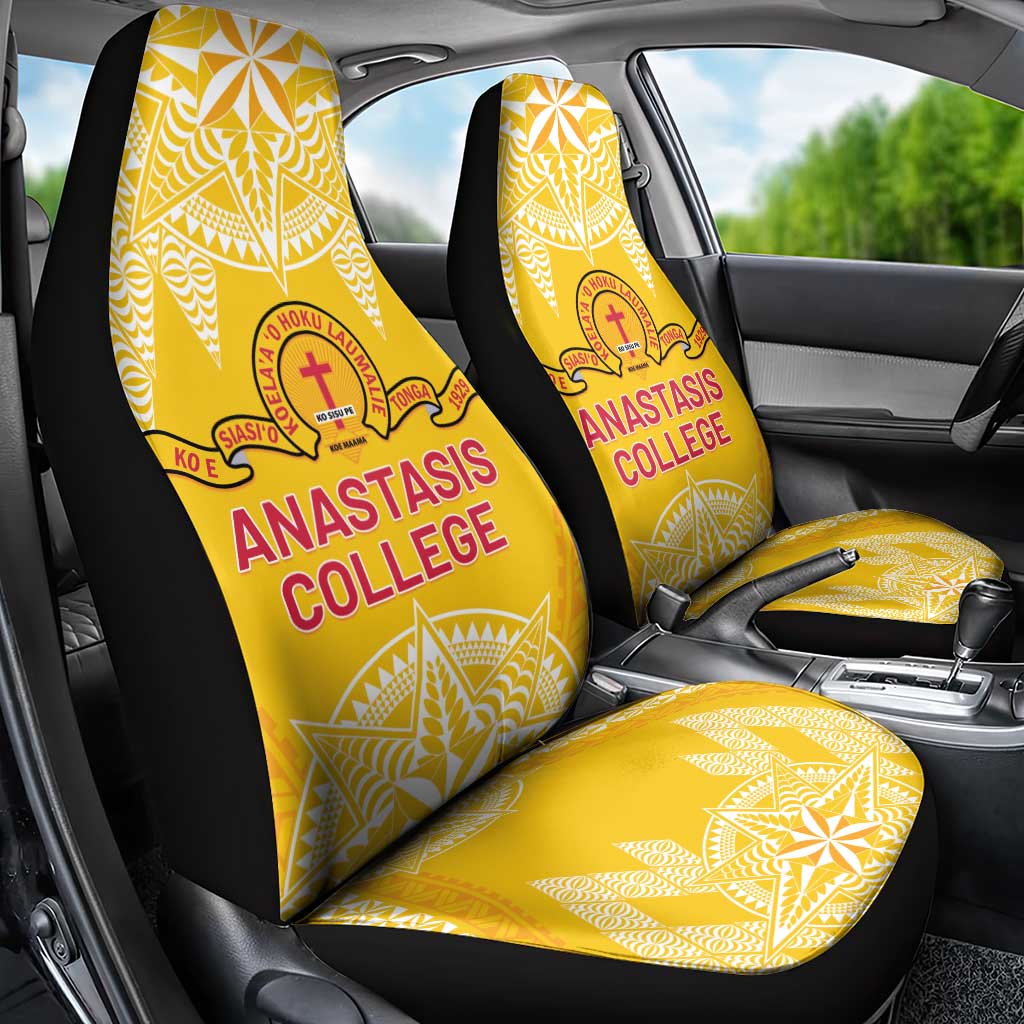 Anastasis College Car Seat Cover Tonga Ngatu Pattern - Polynesian Pride