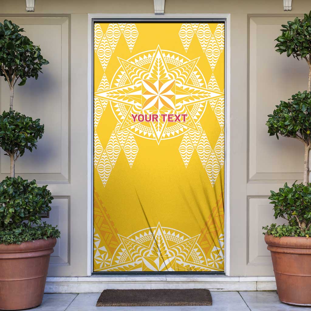Personalised Anastasis College Door Cover Tonga Ngatu Pattern LT05 Yellow - Polynesian Pride