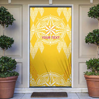 Personalised Anastasis College Door Cover Tonga Ngatu Pattern LT05 Yellow - Polynesian Pride