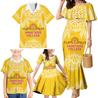 Personalised Anastasis College Family Matching Mermaid Dress and Hawaiian Shirt Tonga Ngatu Pattern - Polynesian Pride