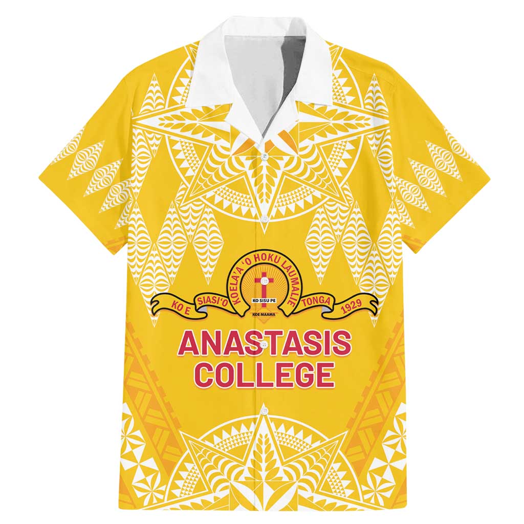 Personalised Anastasis College Family Matching Mermaid Dress and Hawaiian Shirt Tonga Ngatu Pattern - Polynesian Pride