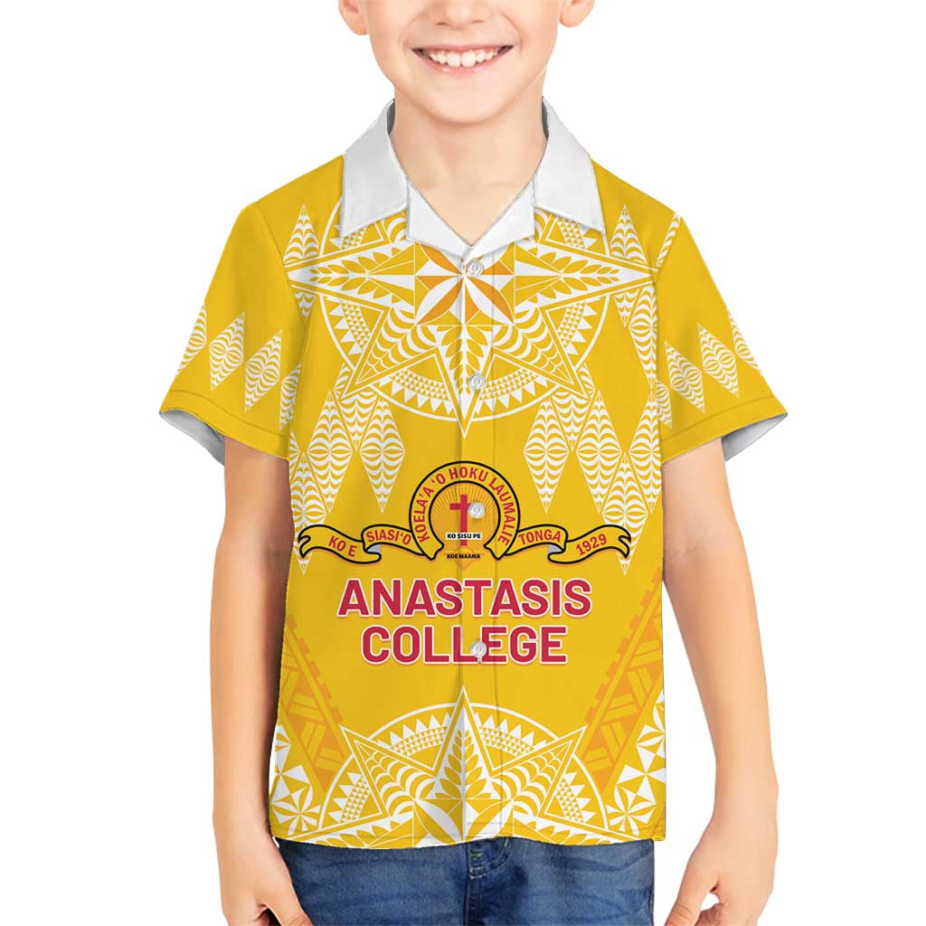 Personalised Anastasis College Family Matching Off Shoulder Maxi Dress and Hawaiian Shirt Tonga Ngatu Pattern - Polynesian Pride