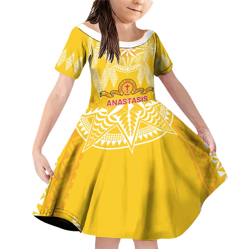 Personalised Anastasis College Family Matching Off Shoulder Short Dress and Hawaiian Shirt Tonga Ngatu Pattern - Polynesian Pride