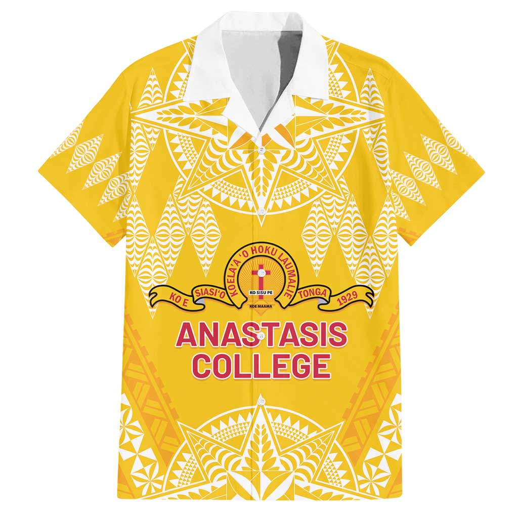 Personalised Anastasis College Family Matching Puletasi and Hawaiian Shirt Tonga Ngatu Pattern - Polynesian Pride