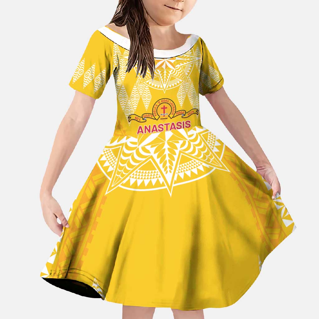 Personalised Anastasis College Family Matching Tank Maxi Dress and Hawaiian Shirt Tonga Ngatu Pattern - Polynesian Pride