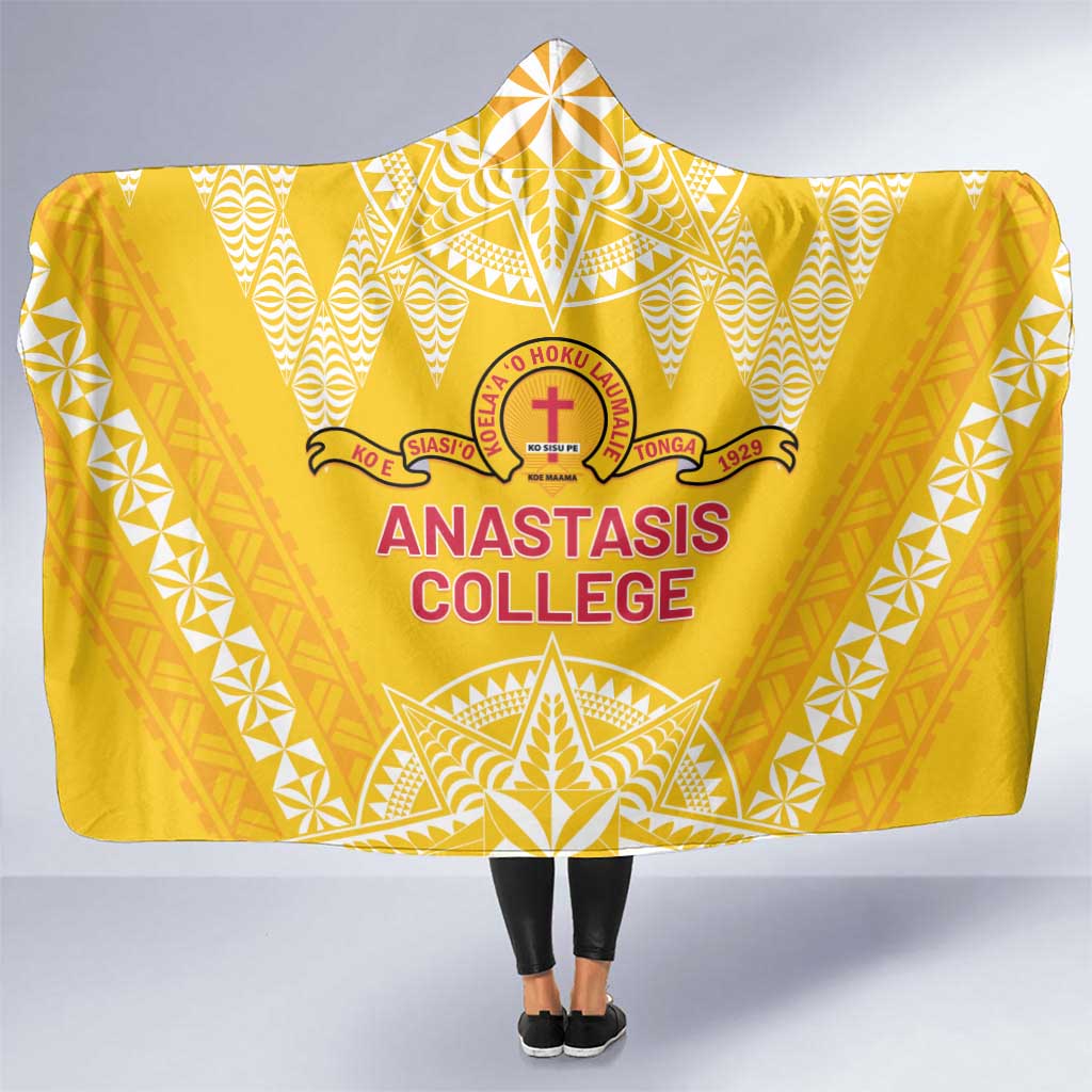 Anastasis College Hooded Blanket Tonga Ngatu Pattern LT05 One Size Yellow - Polynesian Pride