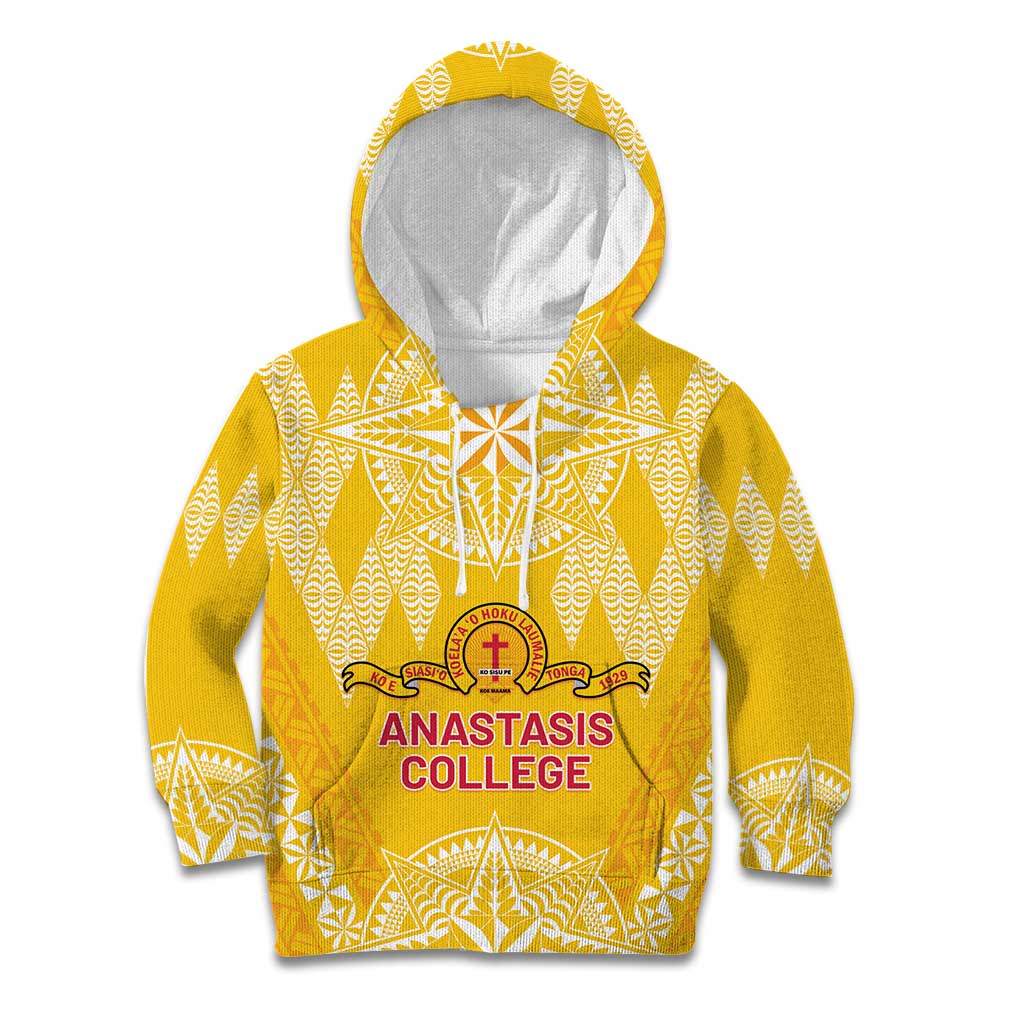 Personalised Anastasis College Kid Hoodie Tonga Ngatu Pattern - Polynesian Pride