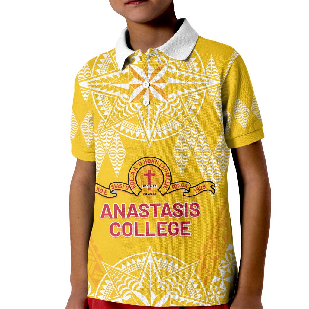 Personalised Anastasis College Kid Polo Shirt Tonga Ngatu Pattern - Polynesian Pride