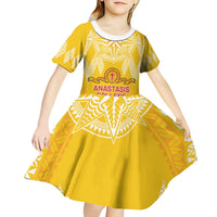 Personalised Anastasis College Kid Short Sleeve Dress Tonga Ngatu Pattern - Polynesian Pride
