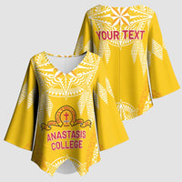 Personalised Anastasis College Kimono Sleeve Blouse Tonga Ngatu Pattern LT05 - Polynesian Pride