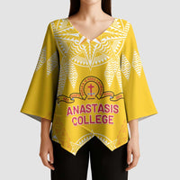 Personalised Anastasis College Kimono Sleeve Blouse Tonga Ngatu Pattern LT05 - Polynesian Pride