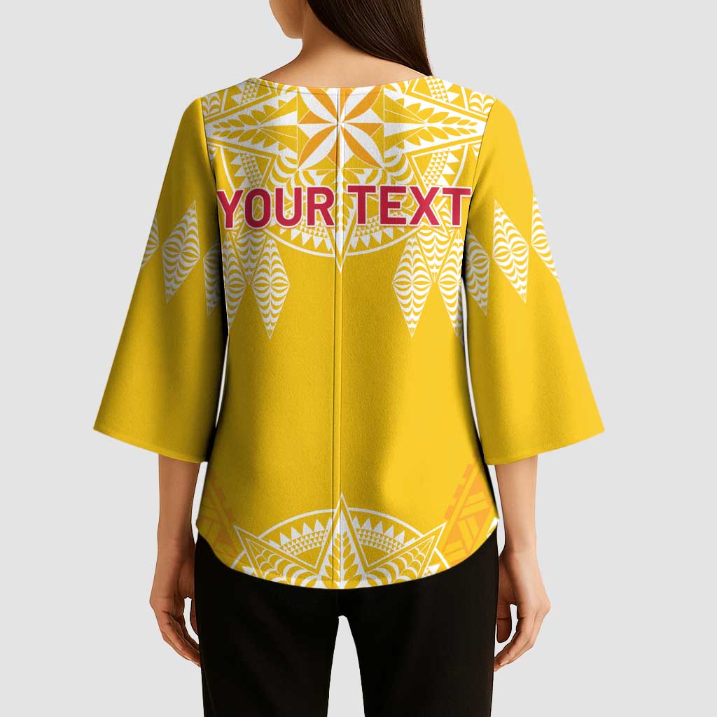 Personalised Anastasis College Kimono Sleeve Blouse Tonga Ngatu Pattern LT05 - Polynesian Pride