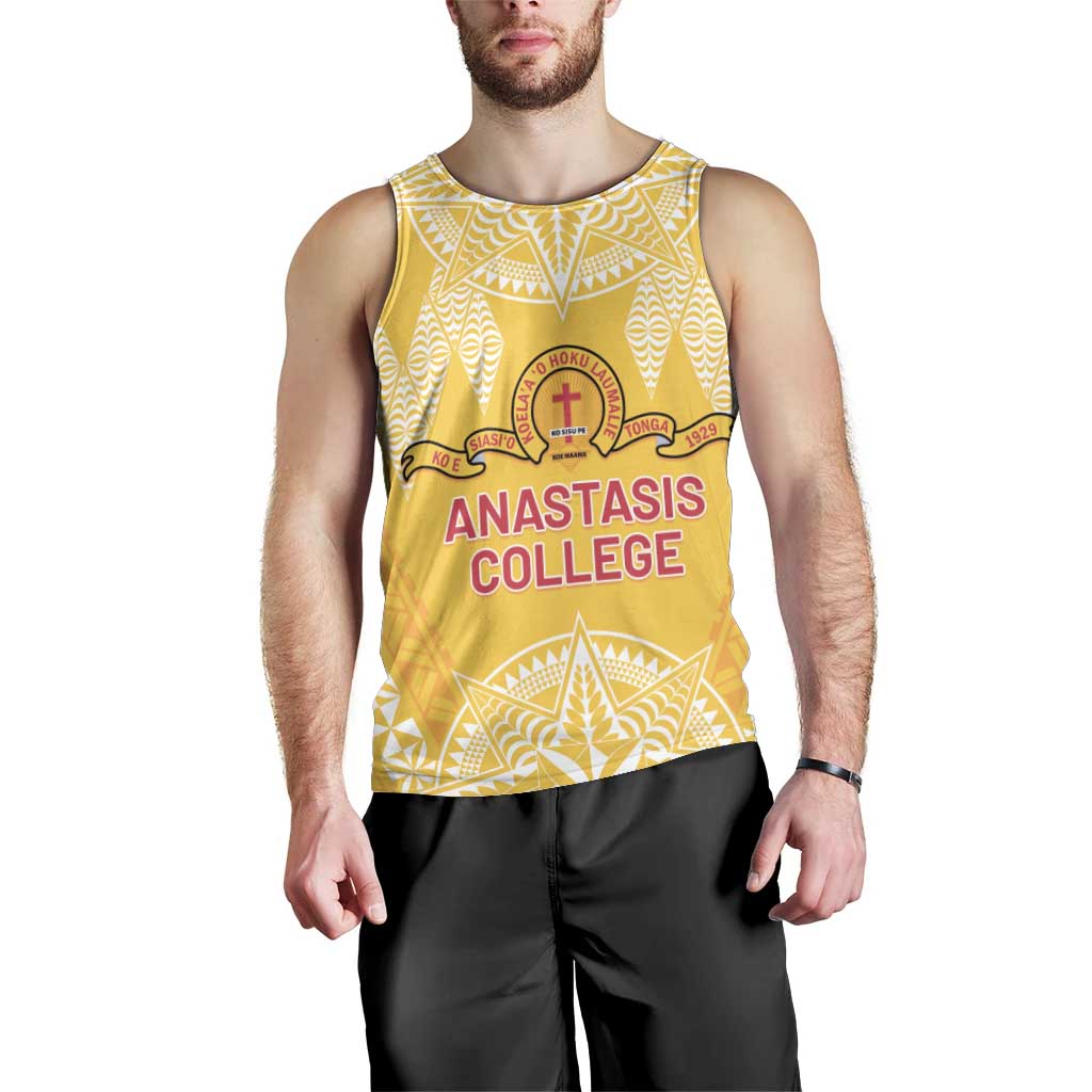 Personalised Anastasis College Men Tank Top Tonga Ngatu Pattern - Polynesian Pride