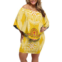 Personalised Anastasis College Off Shoulder Short Dress Tonga Ngatu Pattern - Polynesian Pride