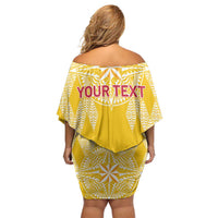 Personalised Anastasis College Off Shoulder Short Dress Tonga Ngatu Pattern - Polynesian Pride