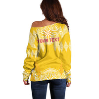 Personalised Anastasis College Off Shoulder Sweater Tonga Ngatu Pattern - Polynesian Pride