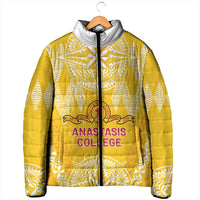 Personalised Anastasis College Padded Jacket Tonga Ngatu Pattern - Polynesian Pride
