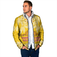 Personalised Anastasis College Padded Jacket Tonga Ngatu Pattern - Polynesian Pride