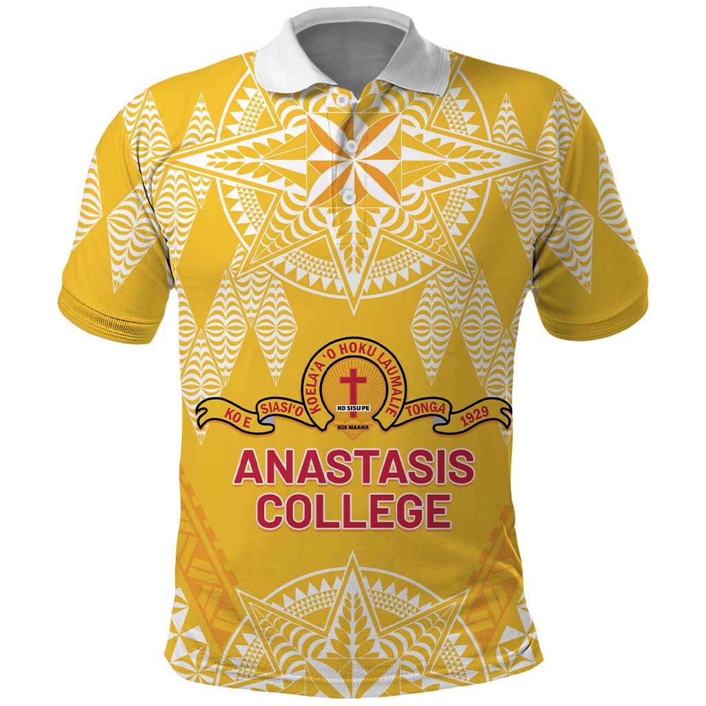 Personalised Anastasis College Polo Shirt Tonga Ngatu Pattern - Polynesian Pride
