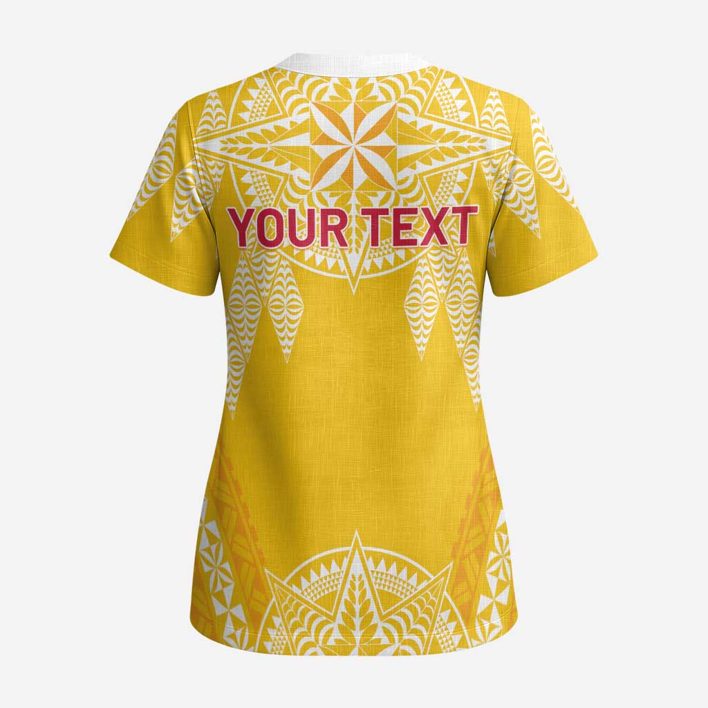 Personalised Anastasis College Scrub Top Tonga Ngatu Pattern LT05 - Polynesian Pride