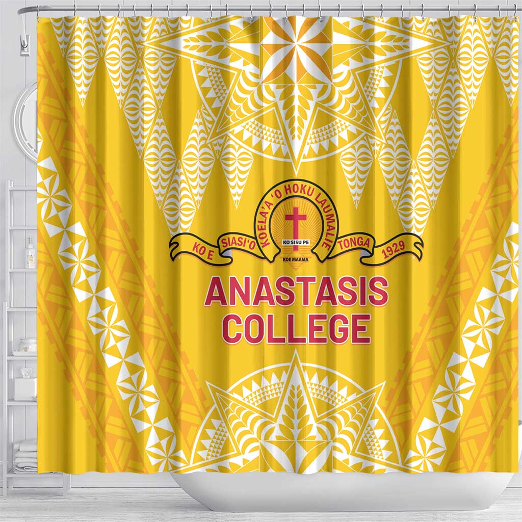 Anastasis College Shower Curtain Tonga Ngatu Pattern - Polynesian Pride