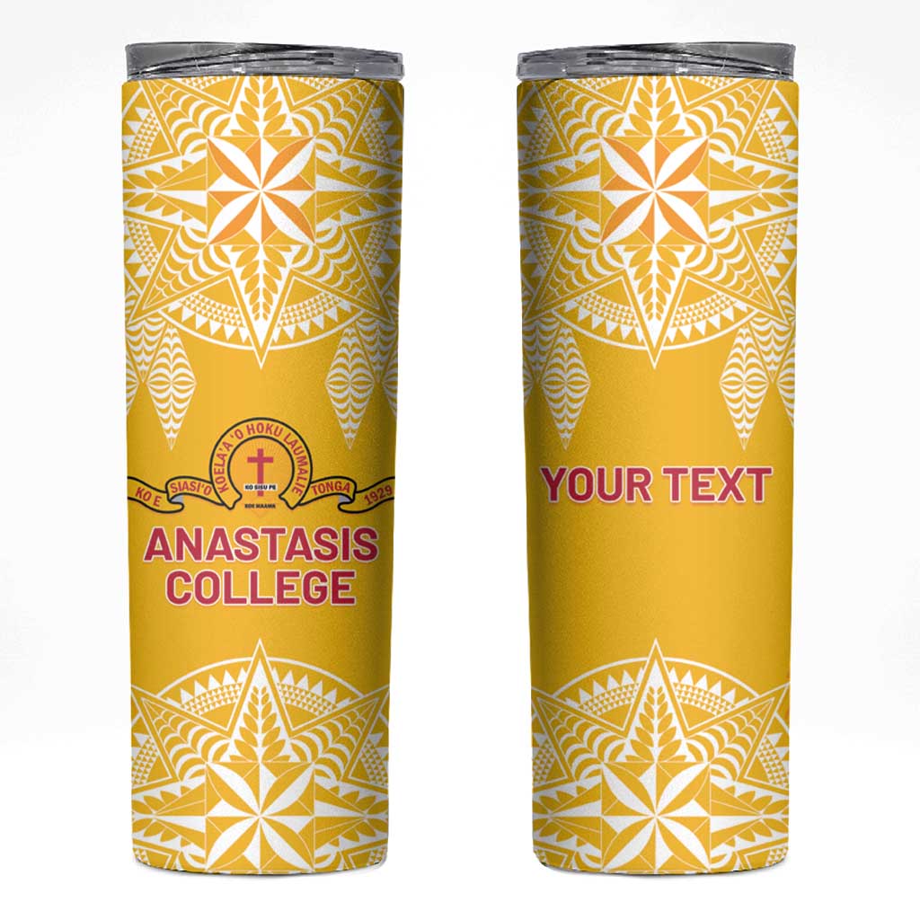 Personalised Anastasis College Skinny Tumbler Tonga Ngatu Pattern - Polynesian Pride