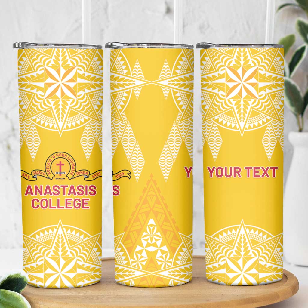 Personalised Anastasis College Skinny Tumbler Tonga Ngatu Pattern - Polynesian Pride