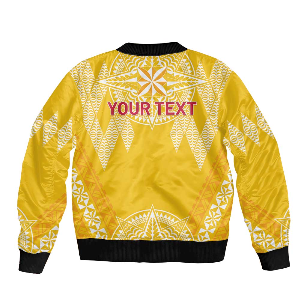 Personalised Anastasis College Sleeve Zip Bomber Jacket Tonga Ngatu Pattern - Polynesian Pride