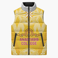 Personalised Anastasis College Sleeveless Puffer Jacket Tonga Ngatu Pattern - Polynesian Pride