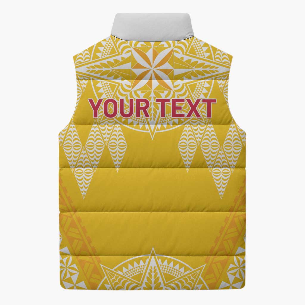 Personalised Anastasis College Sleeveless Puffer Jacket Tonga Ngatu Pattern - Polynesian Pride