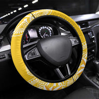 Anastasis College Steering Wheel Cover Tonga Ngatu Pattern LT05 Universal Fit Yellow - Polynesian Pride