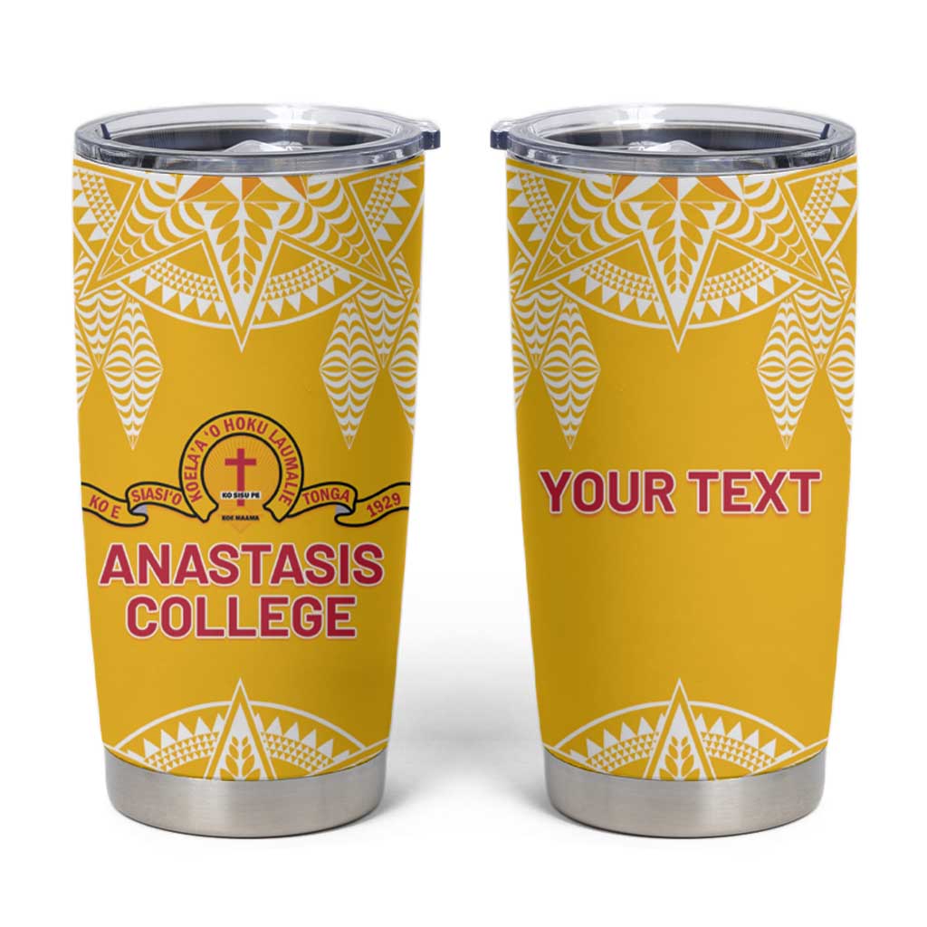 Personalised Anastasis College Tumbler Cup Tonga Ngatu Pattern - Polynesian Pride